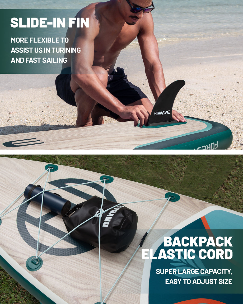 Hiwave shallow wood grain low-end paddle board