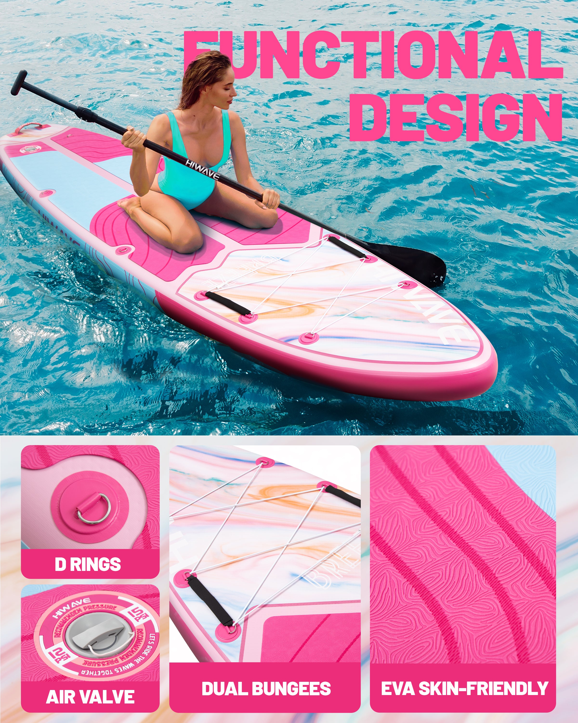 Inflatable Stand Up Paddle Board 11’*34”*6” Sup Board, 420lbs Capacity Adult&Youth Paddle Board, Pet Friendly for Ocean&Lake, w/Double Action Hand Pump