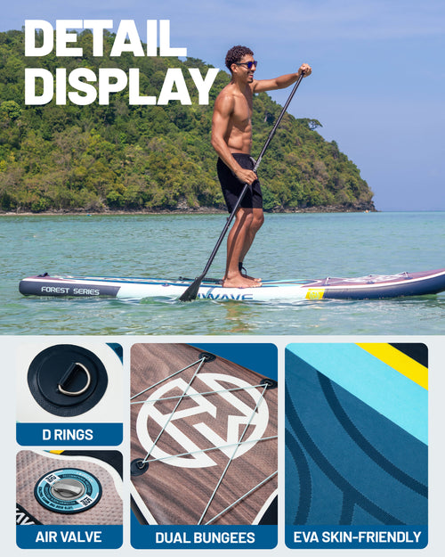 Hiwave deep wood grain low-end paddle board