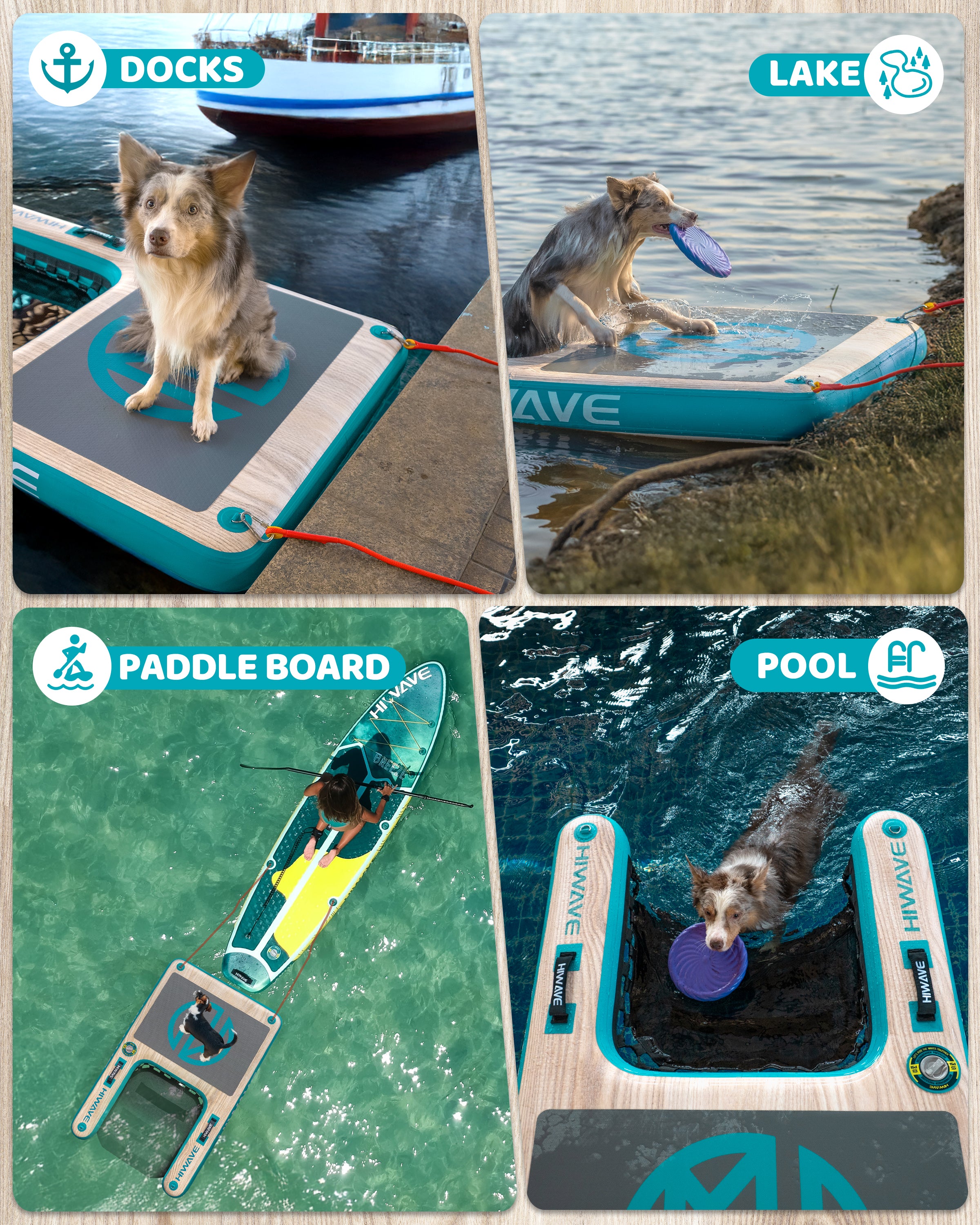 Dog Ramp for Boat, Dog Floats for Pool,Safe Entry and Exit w/High Load Bearing Capacity, Anti Slip and Puncture Resistant, Suitable for Large, Medium, Small Dogs, Without Harming Their Paws